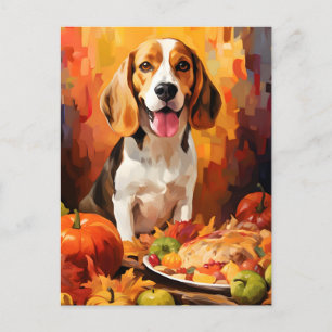 Postal Beagle Otoño Día de Acción de Gracias 