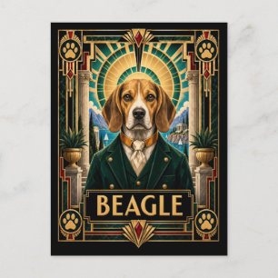 Postal Beagle, Perro Art Deco