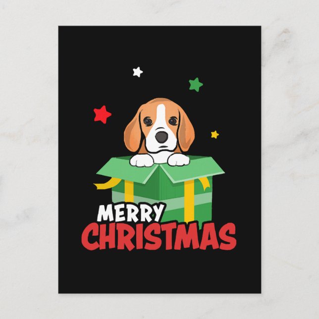 Postal Beagle Santa Dog Amantes de Feliz Navidad (Anverso)