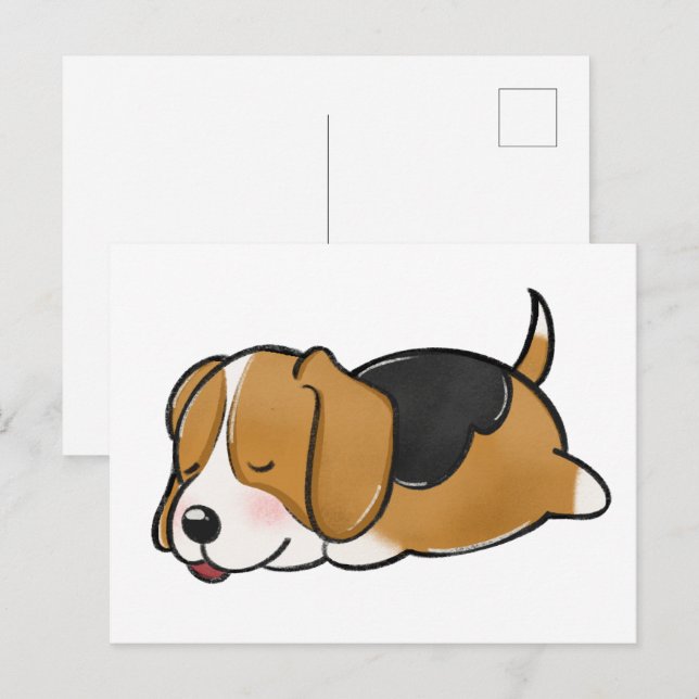 Postal Beagle Sleeping Personalizado (Anverso / Reverso)