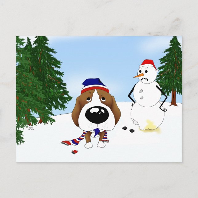 Postal Beagle Winter Scene (Anverso)