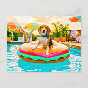 Postal Beagles en la hamburguesa flotante