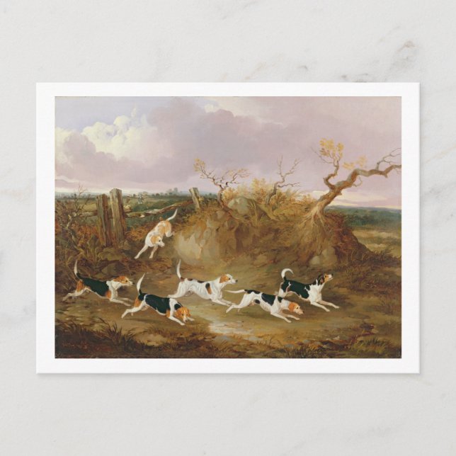 Postal Beagles in Full Cry, 1845 (aceite sobre lienzo) (Anverso)