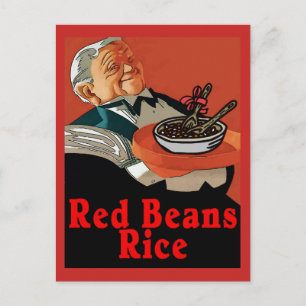 Postal Beans y arroz, camarero vintage