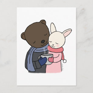 Postal Bear & Bunny Postcard Bear Bunny Love Art Card