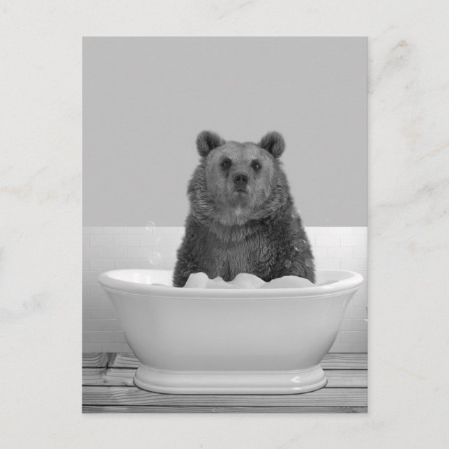 Postal Bear en Bañera Baño Bubble Postcard (Anverso)