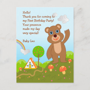 Postal Bear First Birday (Primer cumpleaños)