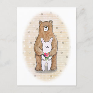 Postal Bear y Bunny Happy Woodland Animal Cuart