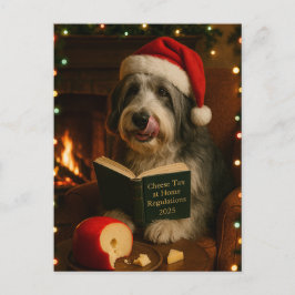 Postal Bearded collie 'Cheese Tax' Christmas postcard