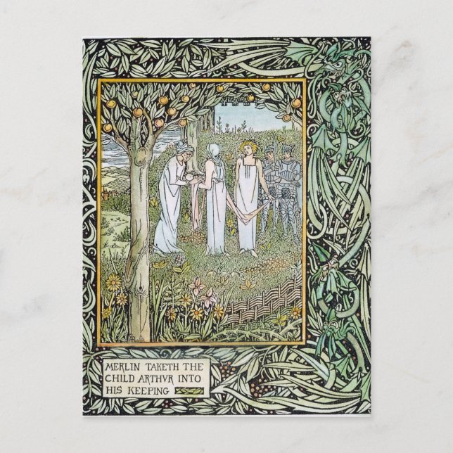 Postal Beardsley: Morte D'Arthur (Anverso)