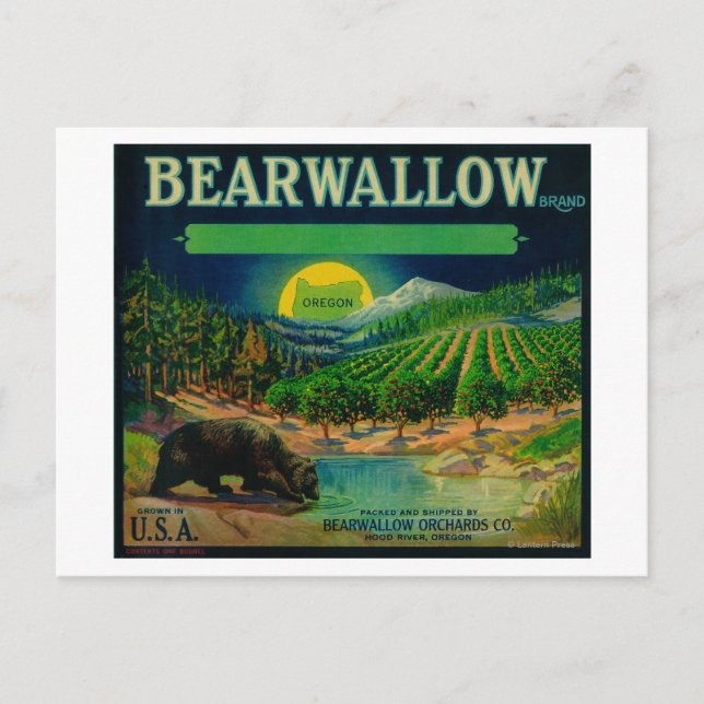 Postal Bearwallow Apple Crate LabelHood River, O (Anverso)