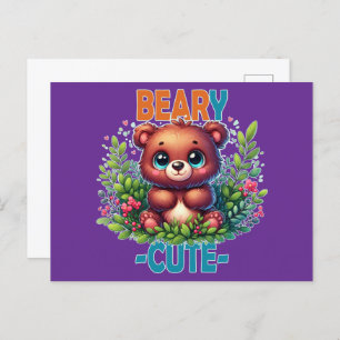 Postal Beary Cute. Personalizado de Oso de Teddy sonriend