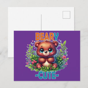 Postal Beary Cute. Personalizado de Oso de Teddy sonriend