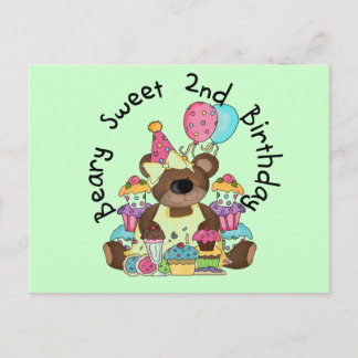 Postal Beary Sweet 2º cumpleaños camisetas y regalos
