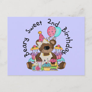 Postal Beary Sweet 2º cumpleaños camisetas y regalos