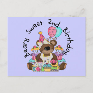 Postal Beary Sweet 2º cumpleaños camisetas y regalos
