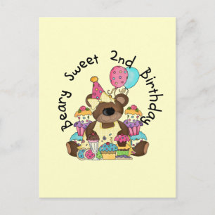 Postal Beary Sweet 2º cumpleaños camisetas y regalos