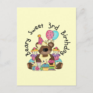Postal Beary Sweet 3er cumpleaños camisetas y regalos