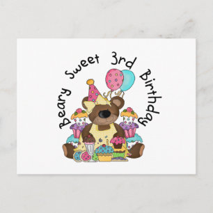 Postal Beary Sweet 3er cumpleaños camisetas y regalos