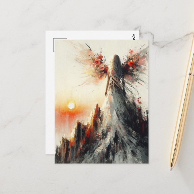 Postal Beatiful Fairy en la montaña al amanecer (Anverso/Reverso In Situ)