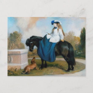 Postal Beatrice de la princesa en el caballito y dachshun