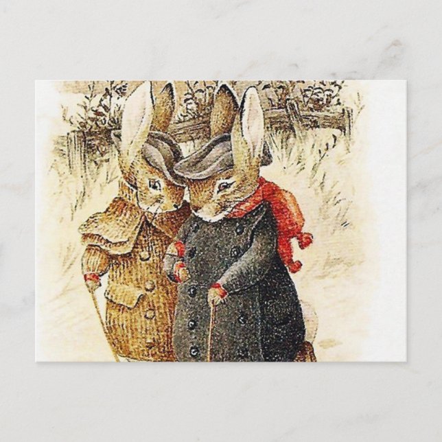 Postal Beatrix Potter - Caminata de Invierno Peter Rabbit (Anverso)