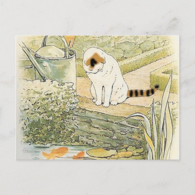 Postal Beatrix Potter - Gato blanco (Anverso)