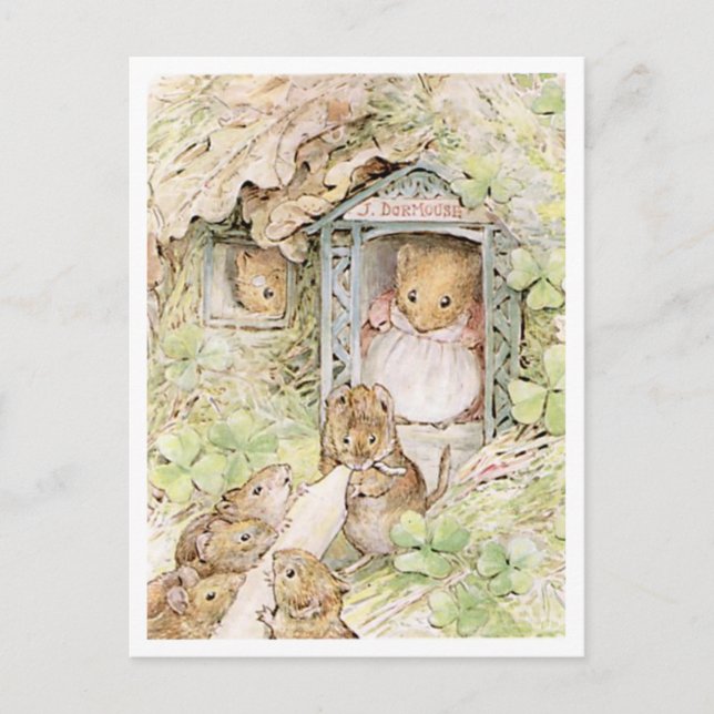 Postal Beatrix Potter Madre Ratón y Niños (Anverso)