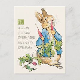 Postal Beatrix Potter Rabbit gorjeando en rábanos CC115