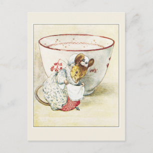 Postal Beatrix Potter, Señora Ratón, Taza de té