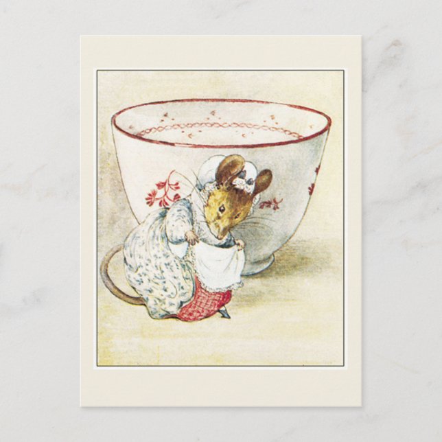 Postal Beatrix Potter, Señora Ratón, Taza de té (Anverso)