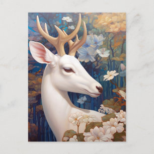 Postal Beautfilia arte de fantasía de ciervo blanco