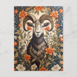 Postal Beautiful Big Horn Sheep William Morris Inspired