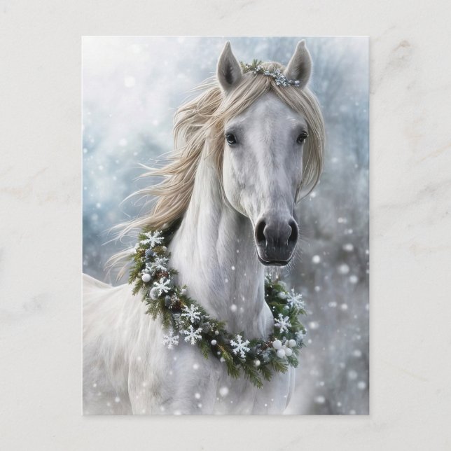 Postal Beautiful Horse Christmas Holiday Seasons Greeting (Anverso)