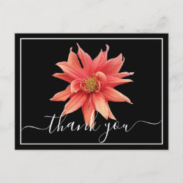 Postal Beautiful Orange Dahlia Black Back Chic Thank You