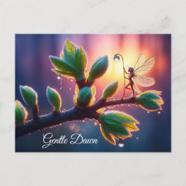 Postal Beautiful spring nature with miniature pixie art