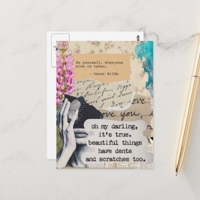 Postal Beautiful Things and Quotes Mixed Media Collage (Anverso/Reverso In Situ)