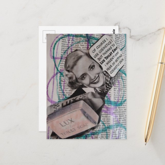 Postal Beautiful Toilet Soap Woman Collage (Anverso/Reverso In Situ)