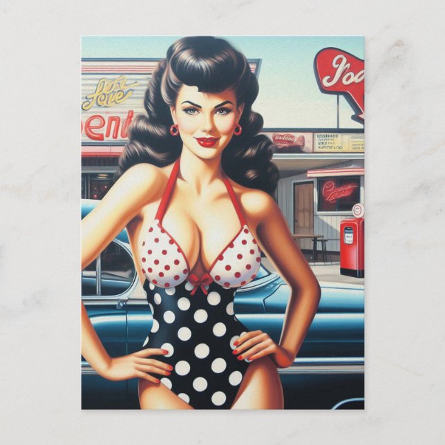 Postal Beauty Pin Up Vintage Chica (Anverso)