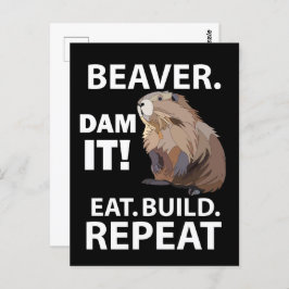 Postal Beaver Eat Build Repeat Funny