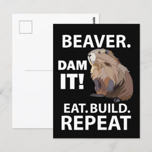 Postal Beaver Eat Build Repeat Funny