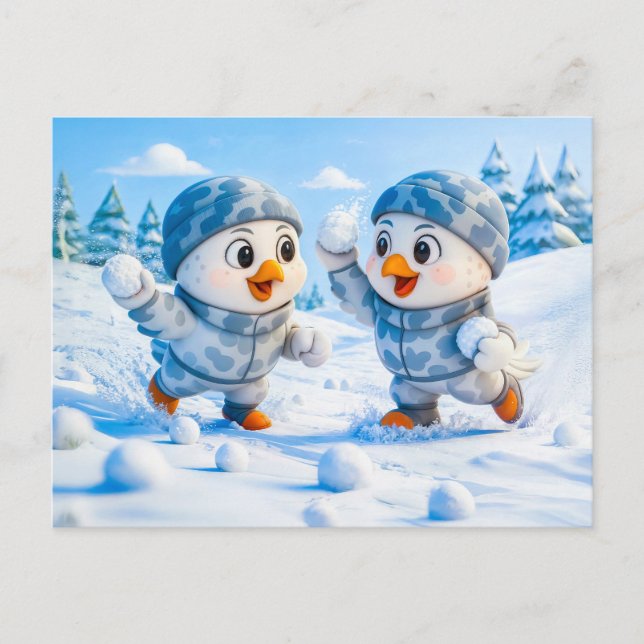 Postal Beaver Ice Bathing in a Striped Swimsuit (Anverso)