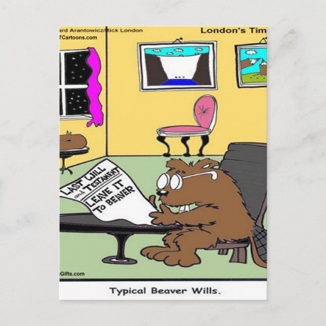 Postal Beaver Living Wills Rick London Funny (Anverso)