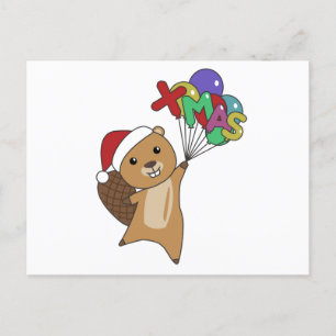 Postal Beaver Merry Christmas Winter Animals Beaver