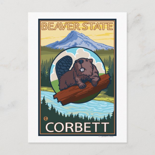 Postal Beaver & Mt. Hood - Corbett, Oregon (Anverso)