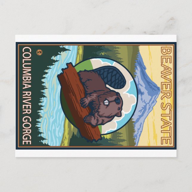 Postal Beaver & Mt. Hood - desfiladero del río Columbia,  (Anverso)