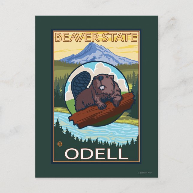Postal Beaver & Mt. Hood - Odell, Oregon (Anverso)