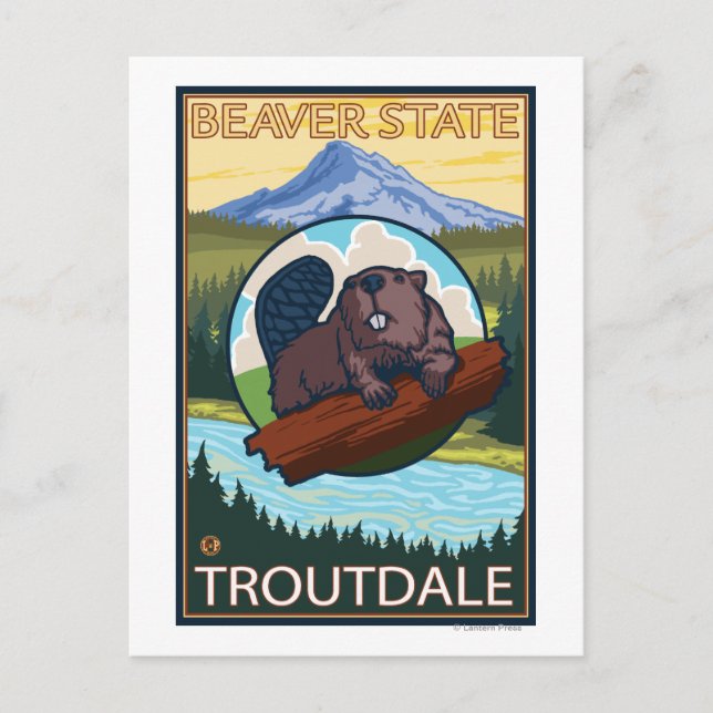 Postal Beaver & Mt. Hood - Troutdale, Oregón (Anverso)