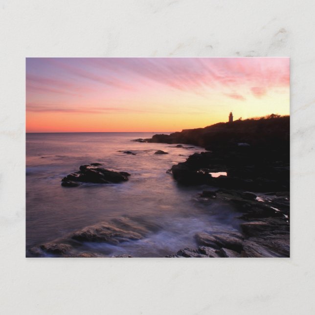Postal Beavertail Ocean Bluffs Lighthouse Sunset (Anverso)