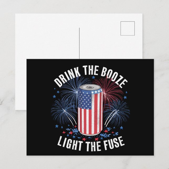 Postal Beba El Booze Y Enciende La Fuga El 4 De Julio (Anverso / Reverso)